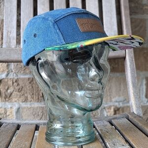NWOT Mandy Hertzfeld Fly Art Denim Brook Trout Five Panel Hat Fishing Unisex